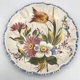 Earthenware wall plate signed bassano, italy, polychrome floral painting decoration