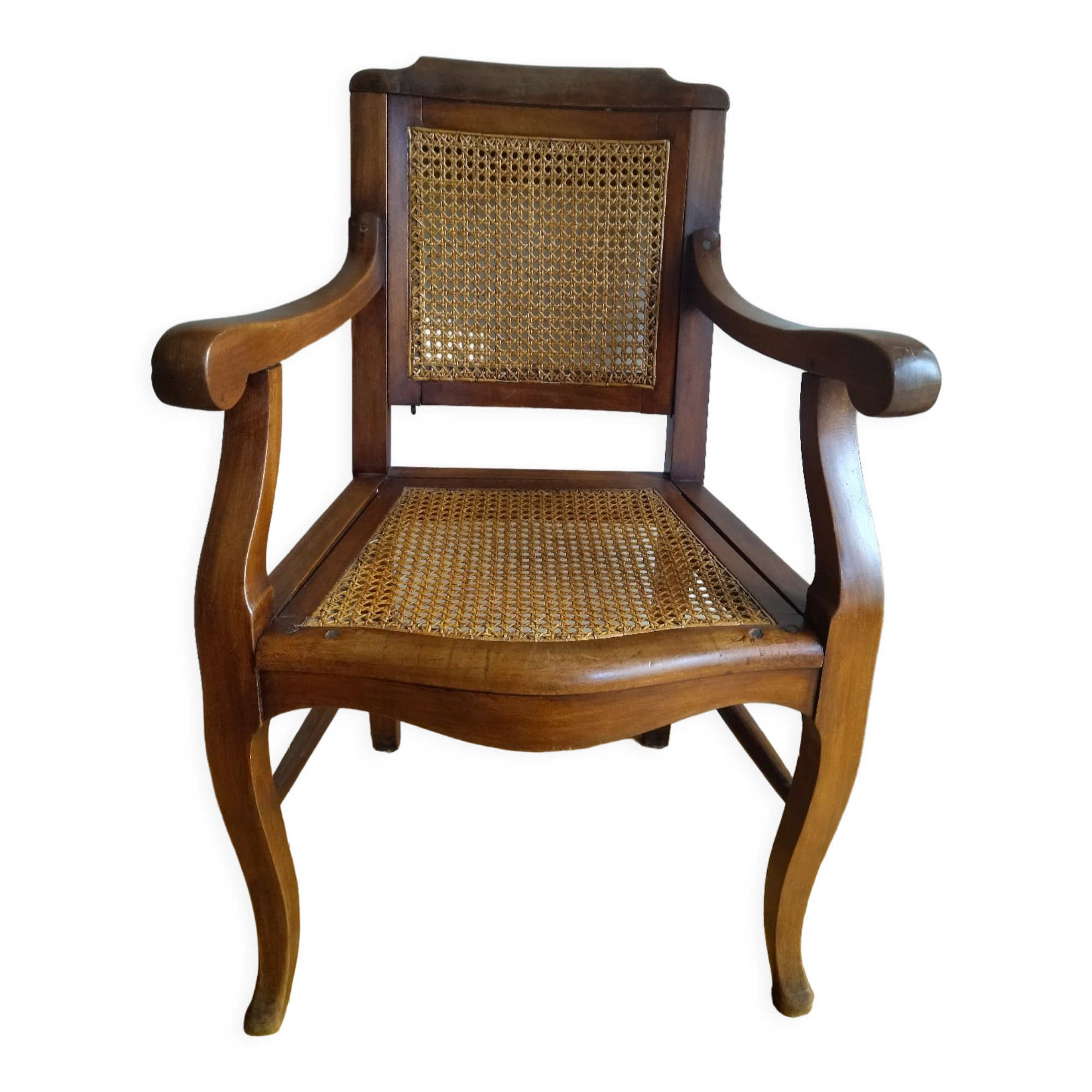 Fauteuil barbier noyer et canage Paris