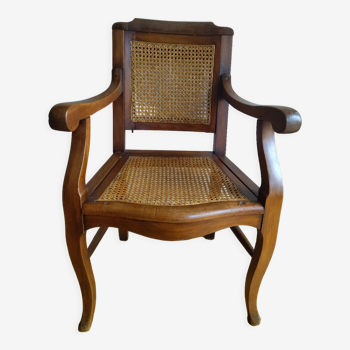 Fauteuil barbier noyer et canage Paris