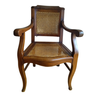 Barber armchair walnut and caning Paris
