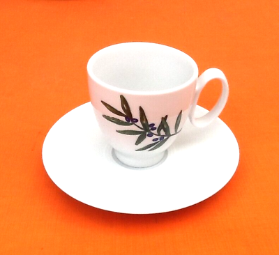 Set of 2 Guy Degrenne porcelain coffee cups with saucers