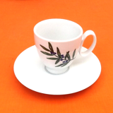 Set of 2 Guy Degrenne porcelain coffee cups with saucers