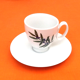 Set of 2 Guy Degrenne porcelain coffee cups with saucers