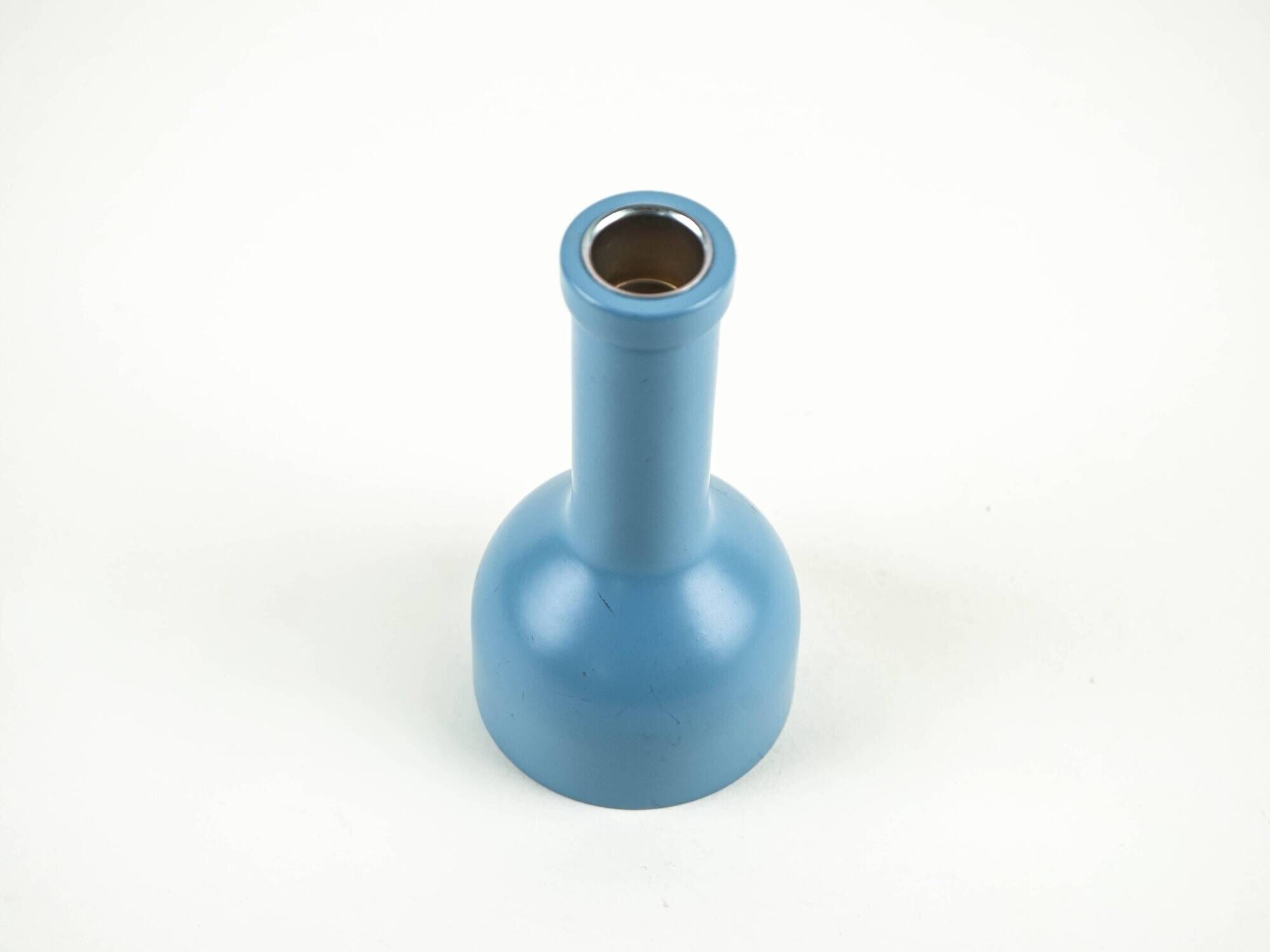 Wooden candlestick with blue enamel accent, Danish design from the 1970s,