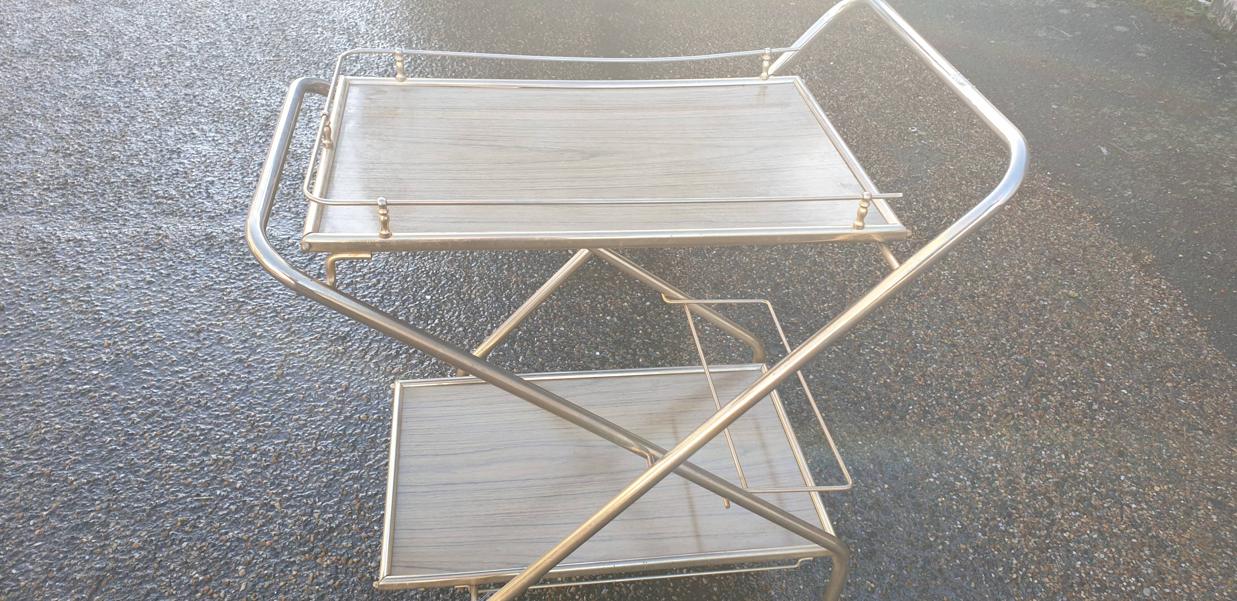 Vintage folding serving table on wheels