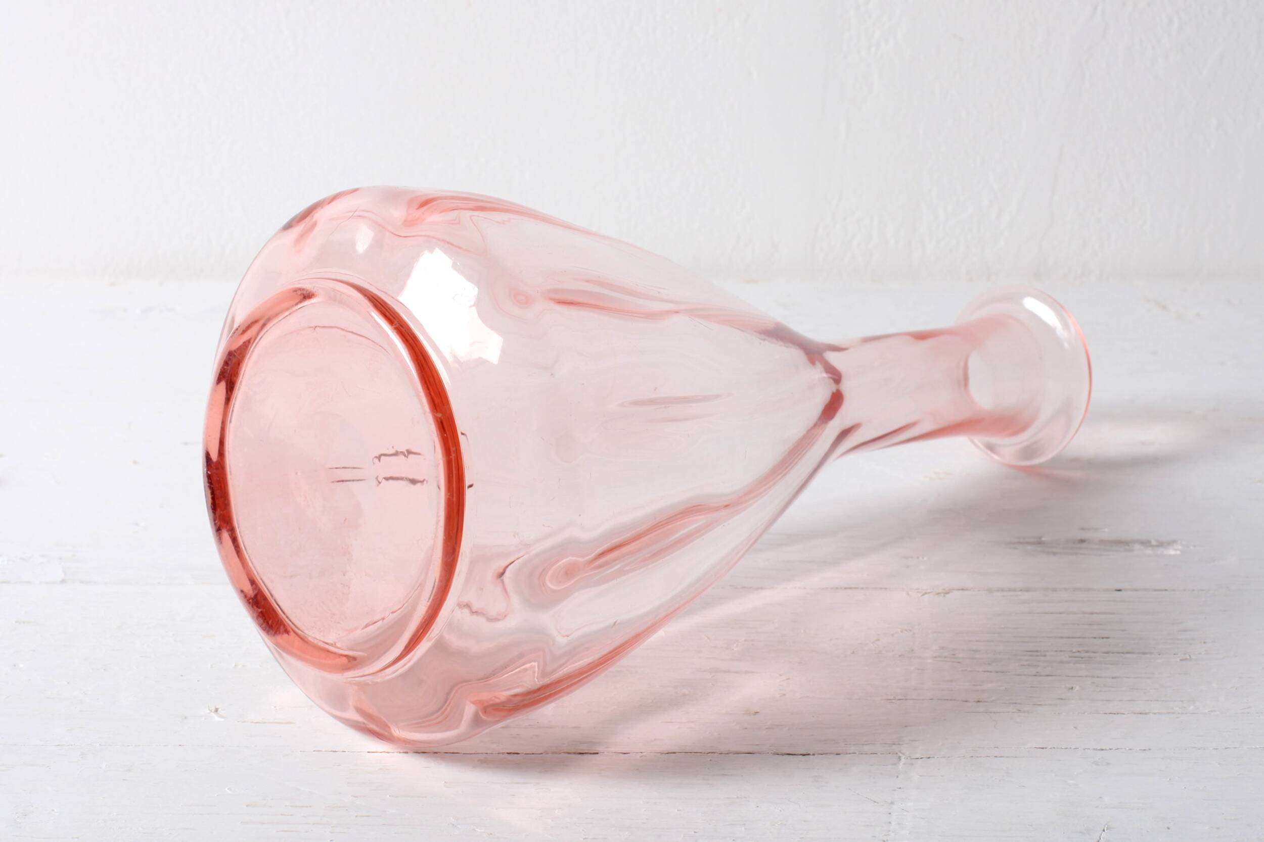 Vintage Pink Glass Decanter: Mid-Century Empoli Carafe, Italy 1930s