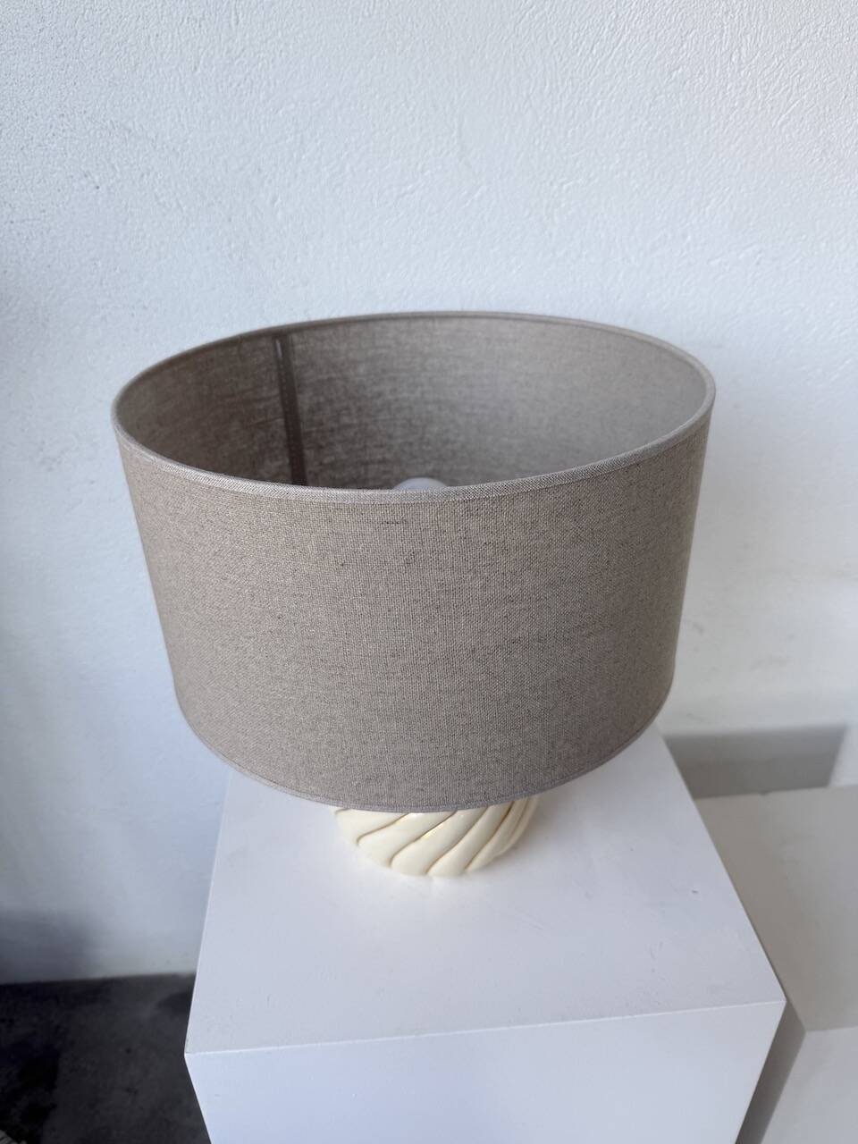 Barbi Ivory and Gold Ceramic Spherical Table Lamp