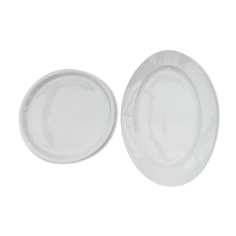 Plat à gâteau rond Lunéville et grand plat ovale