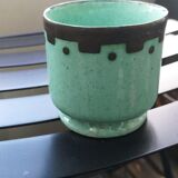 Celadon and black enamelled pot cover - 1960s