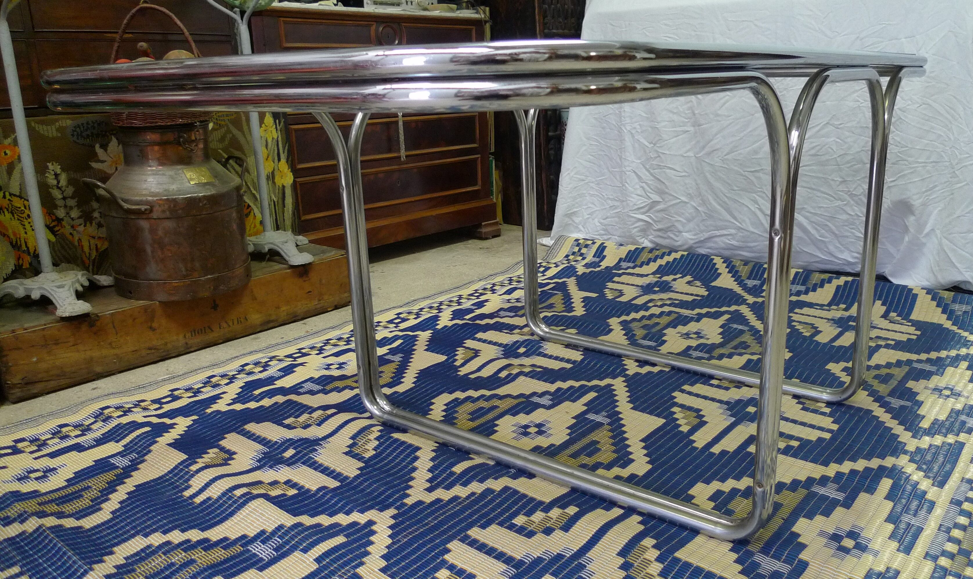 Smoked glass table, metal structure