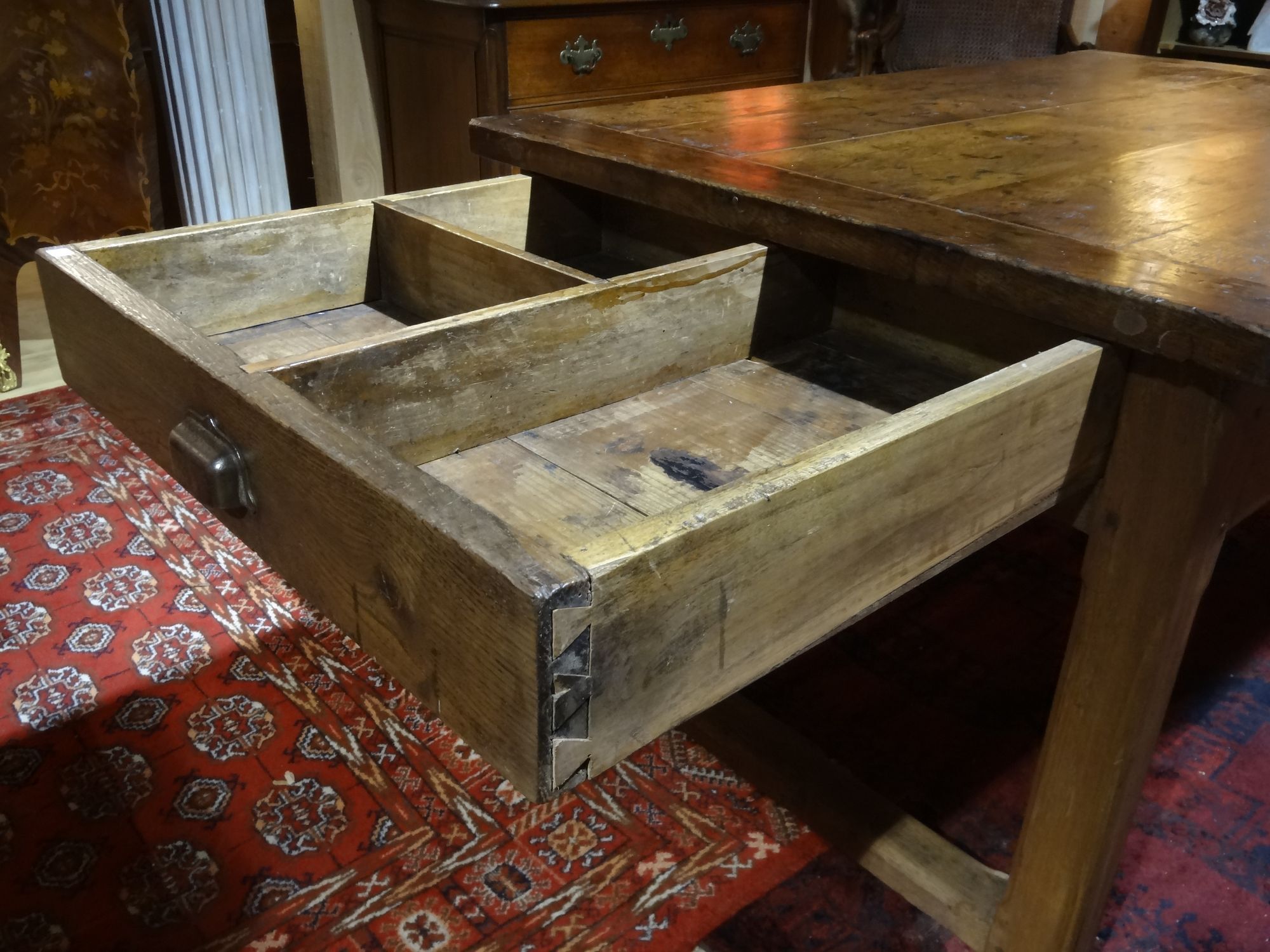 Nineteenth century farmhouse table in natural oak wood 140 x 90 cm