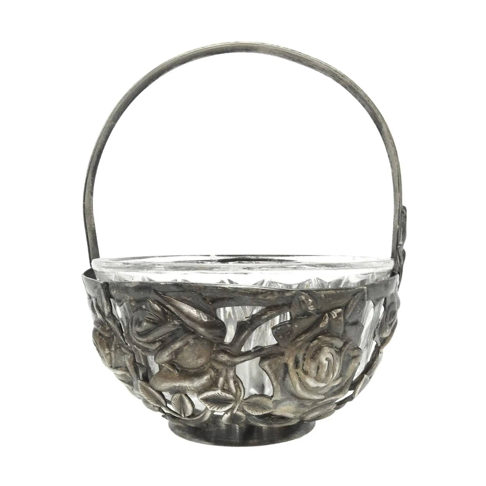 Sugar bowl, postmodernism, silver-plated brass, HEFRA, Poland, 1970s
