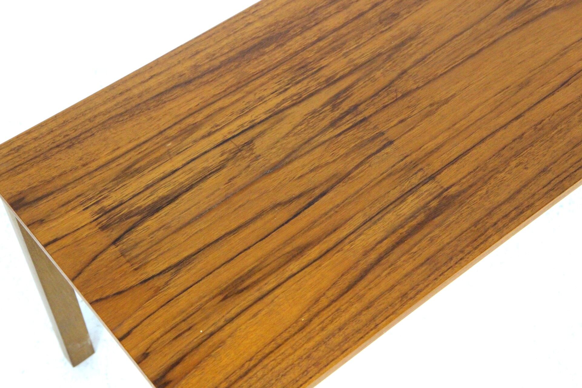 Minimalist teak bench, suede, 1960