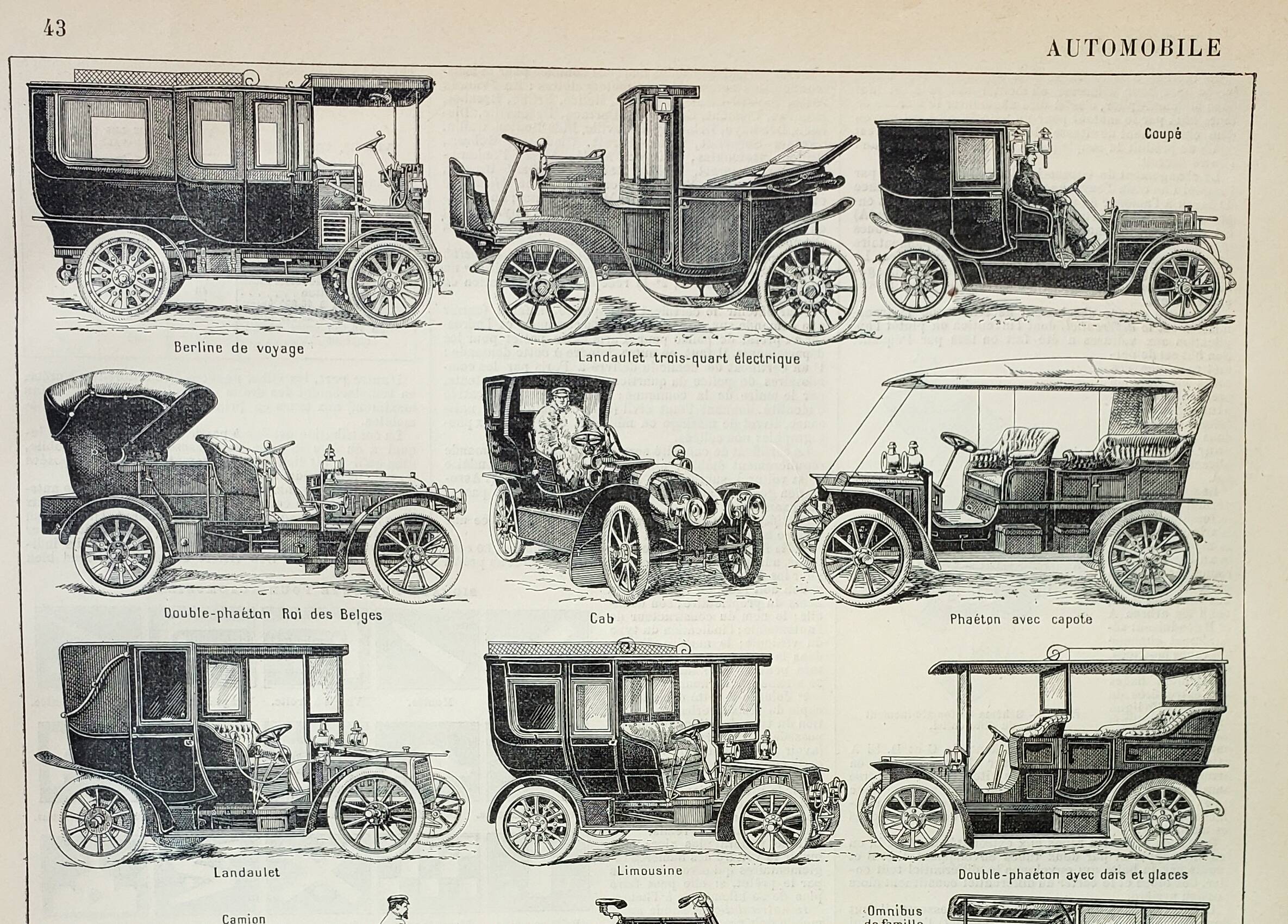 Old engraving 1898, Automobile, car, car, vehicle • Original and vintage lithograph
