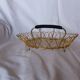 Corbeille panier plat métal doré et scoubidou