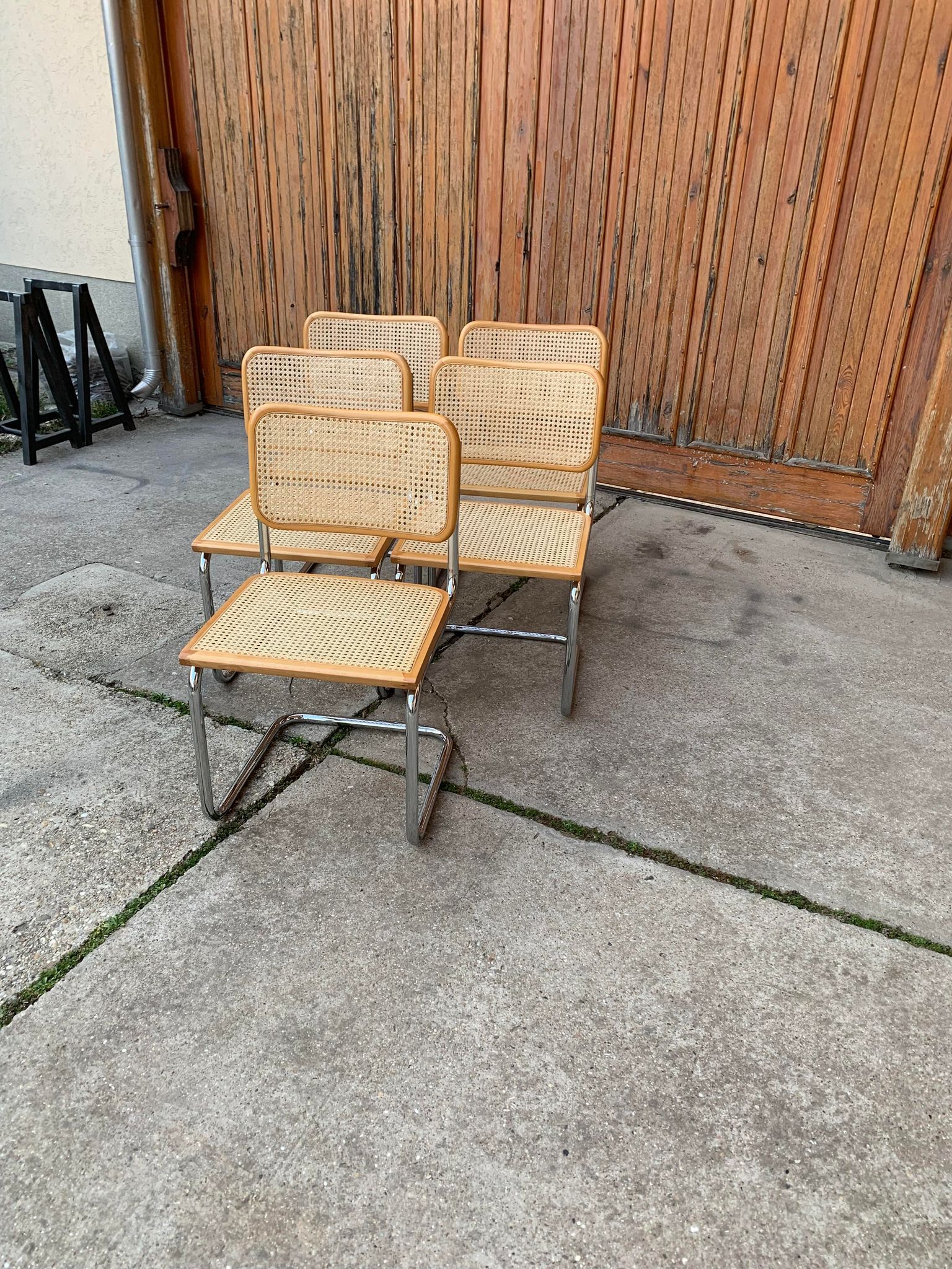 Set of 5 mid-century Italian B32 Cesca chairs by Marcel Breuer, 1970s