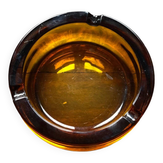 Thick brown glass ashtray from the 70s