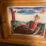 Modernist wood and ceramics sideboard of the 1950s