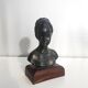 Woman bust in plaster antique bronze effect circa 1960