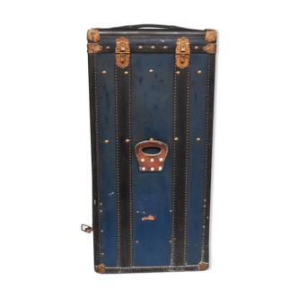 Malle de voyage début XXème cuir bleu