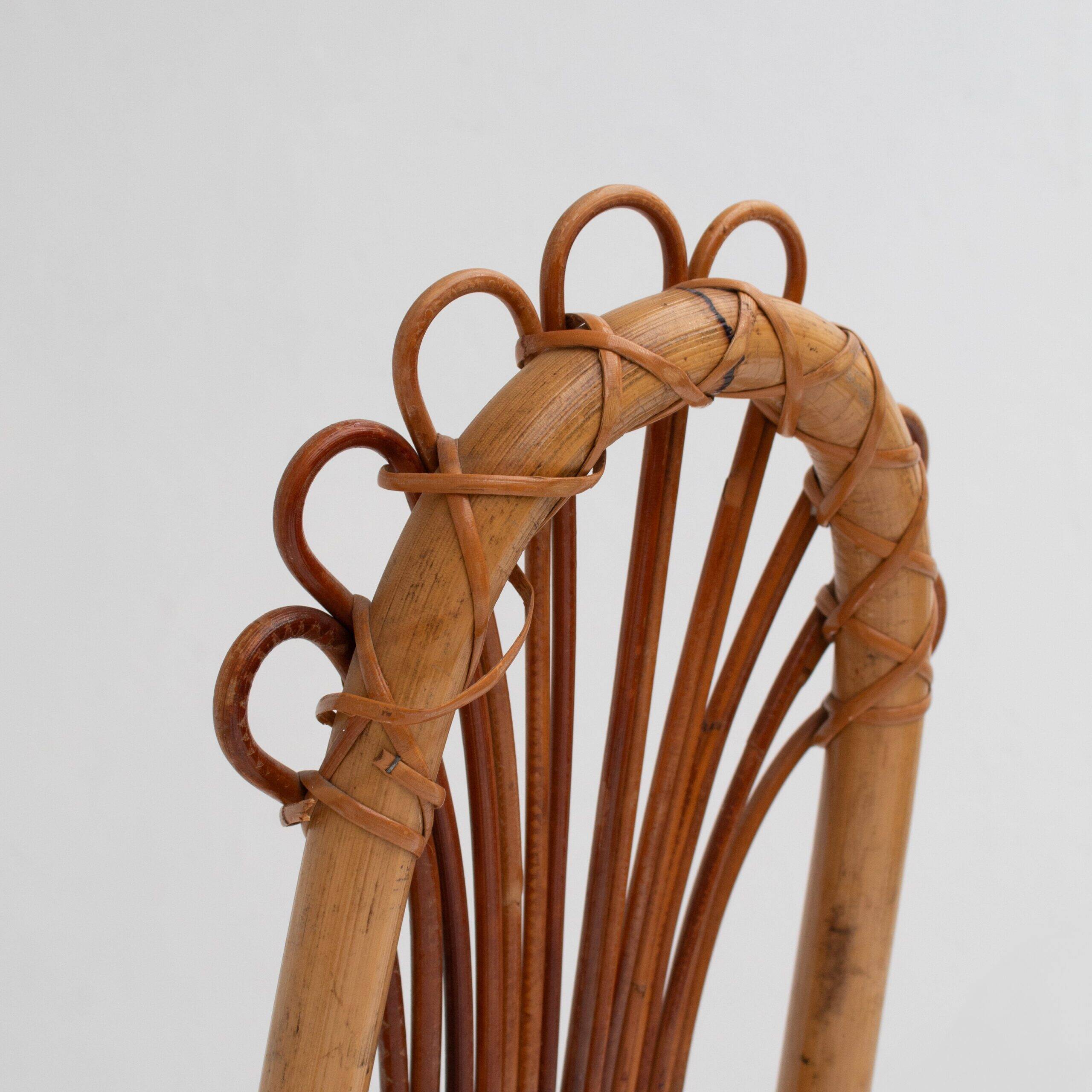 2x Italian bamboo and rattan high back chair, mid-century modernism, Italy 1960s