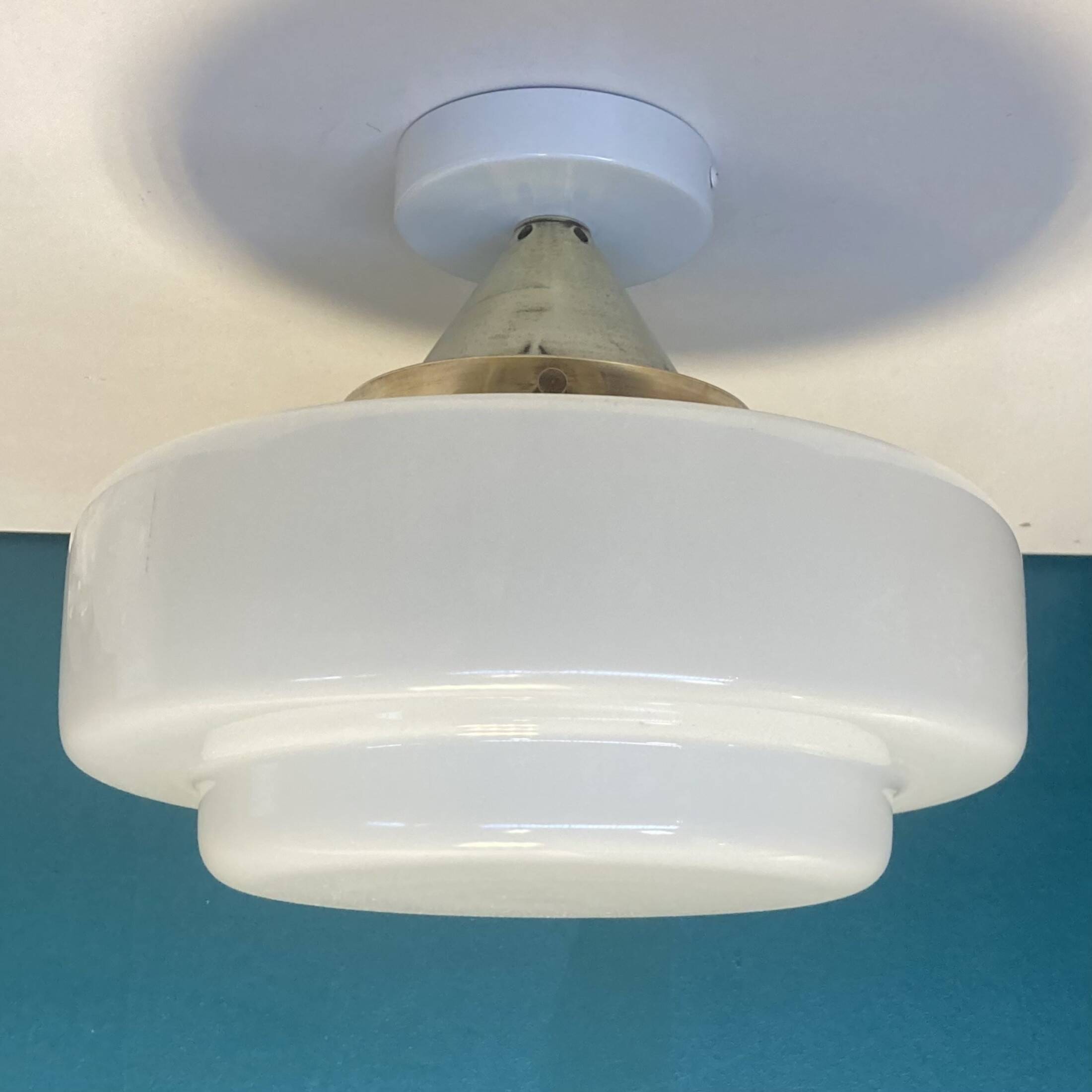 Large white opaline globe ceiling or wall light diameter 34 cm vintage decoration