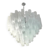 Grand lustre en verre Murano Alabastro Tronchi blanc par Simoeng