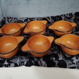 Lot of 6 ceramic stoneware bowls with ears