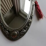Cast iron art deco bevelled mirror - 39x21cm