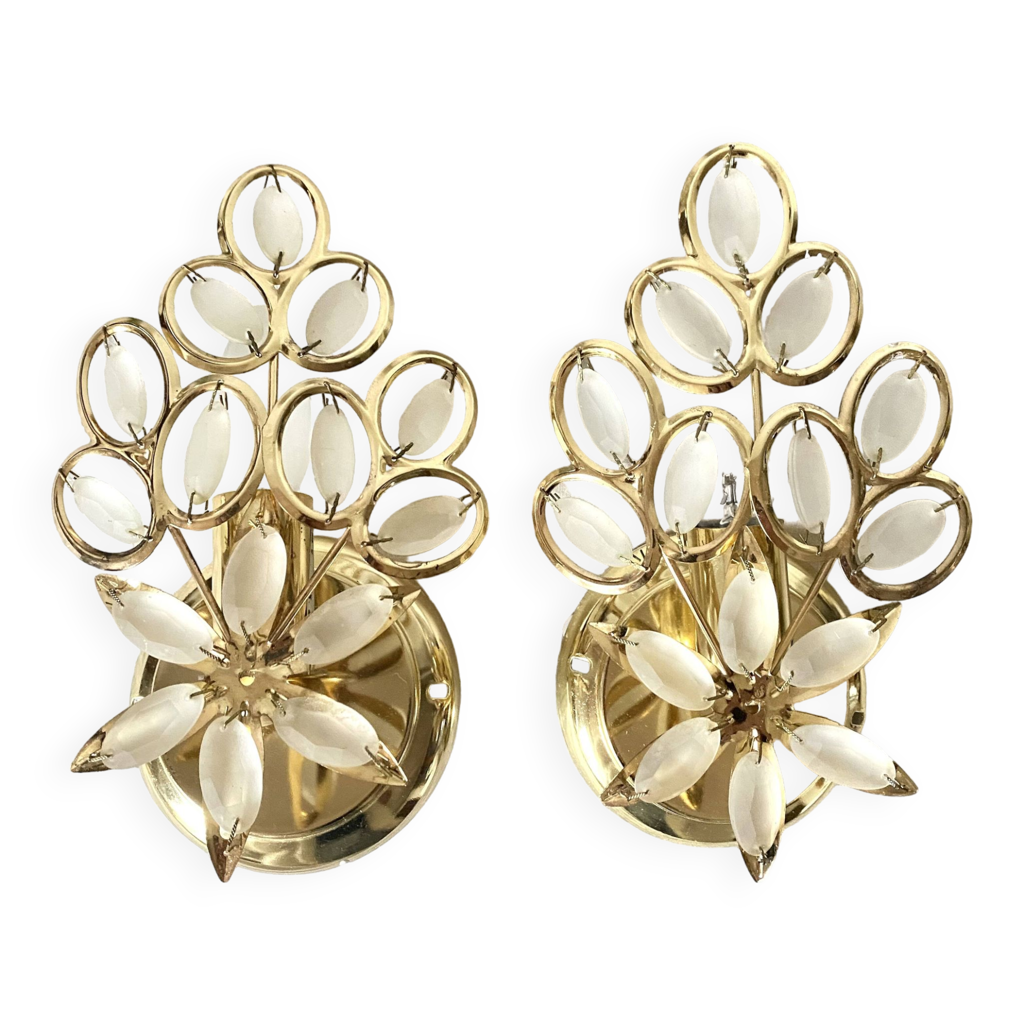 Pair of flower sconces, tassels from the 70s and 80s