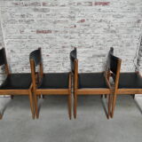 4 vintage chairs upholstered with skai