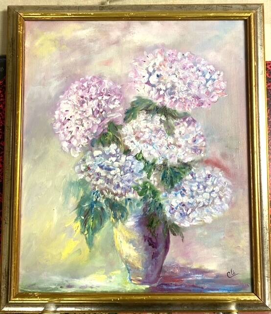 Bouquet of hydrangeas, oil on canvas
