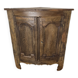 19th century curved corner cupboard in oak