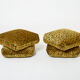 Pair of poufs velvet motifs 1970