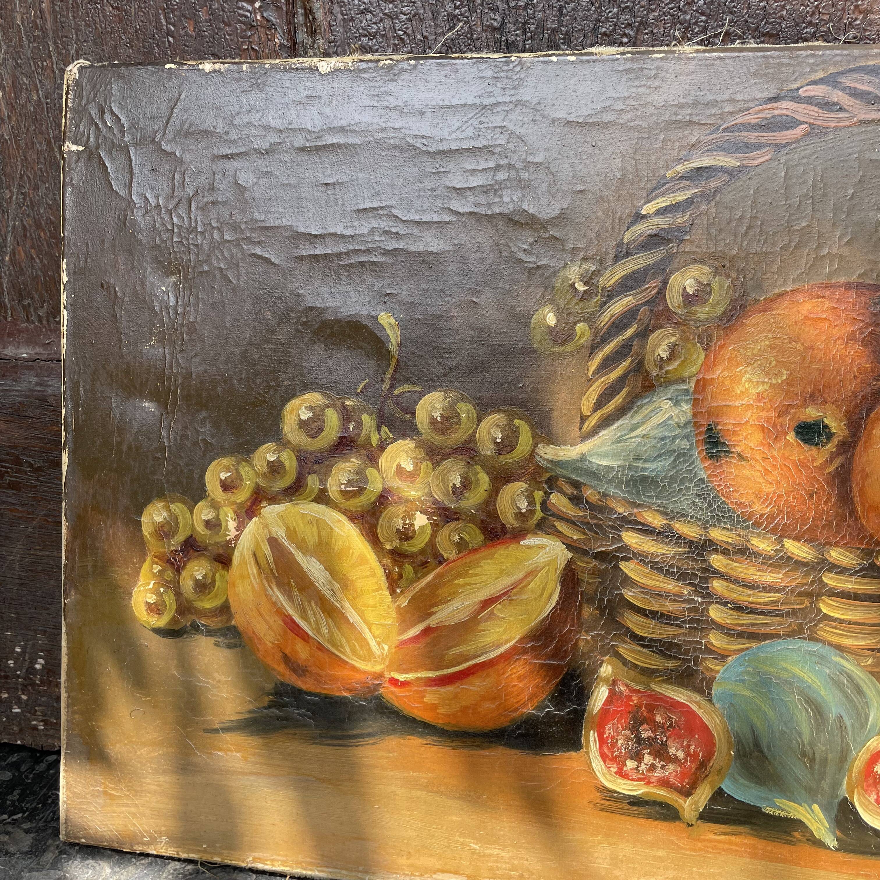 Oil painting on canvas, still life with fruit
