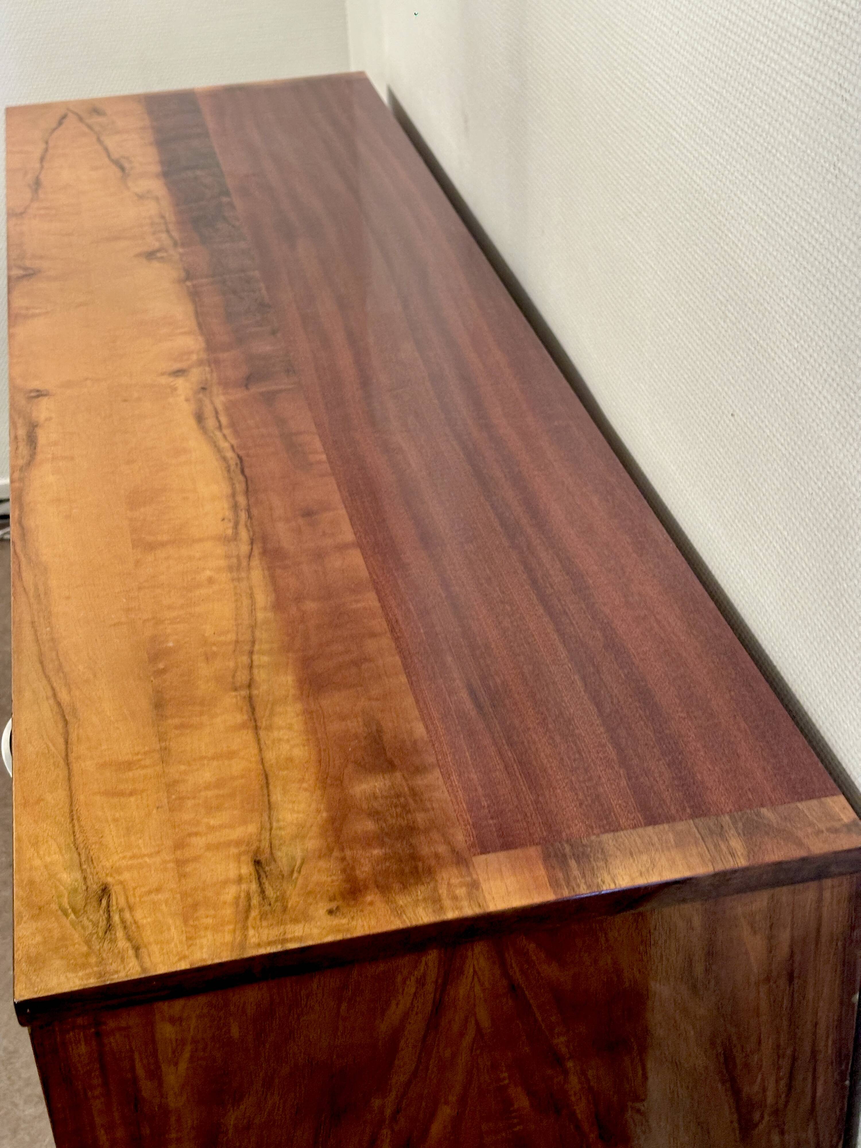 Vintage Polish buffet in flamed walnut – Mid-Century design from the 1960s