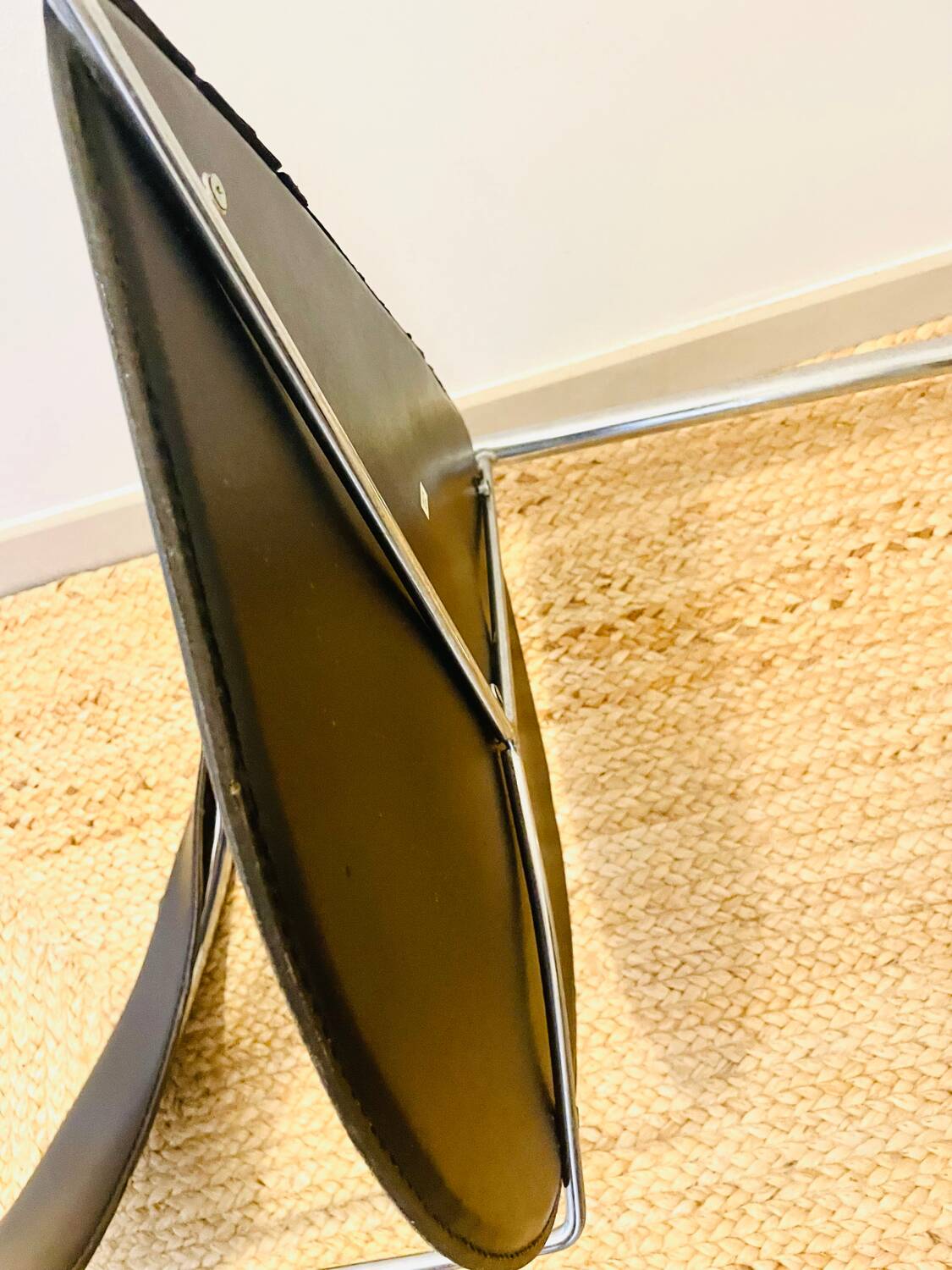 Arrben “Canasta” armchair or chair from the 80s in chrome steel and leather