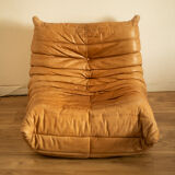 Togo 3-seater sofa and leather chair By Michel Ducaroy for Ligne Roset