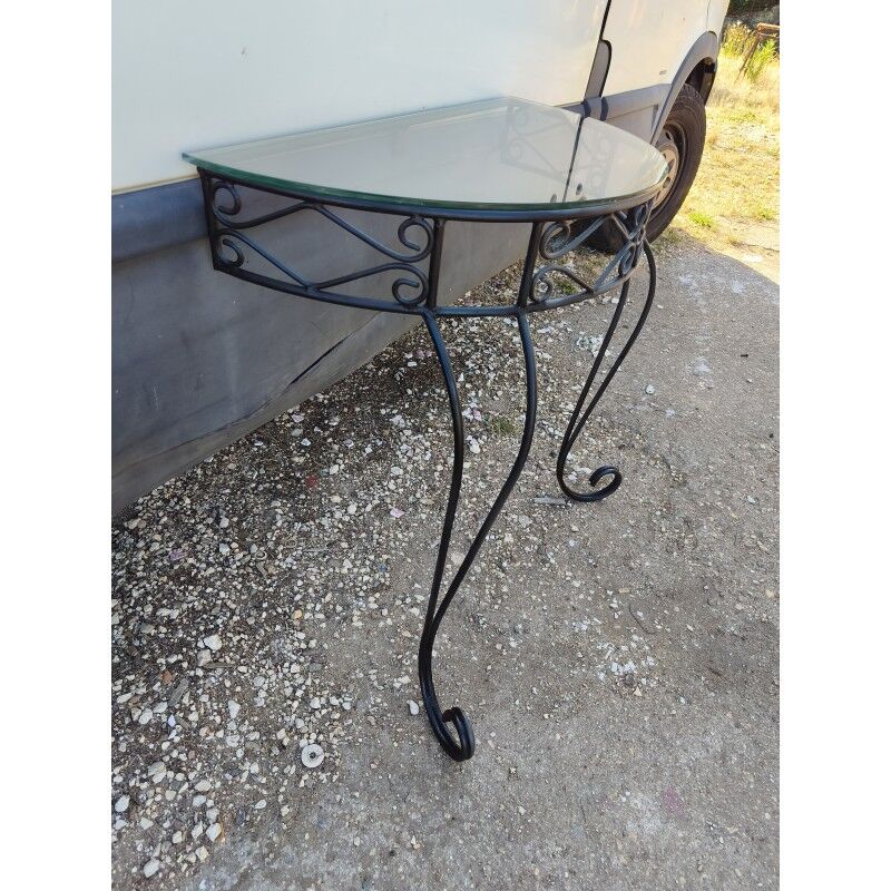 Console fer forgé plateau verre