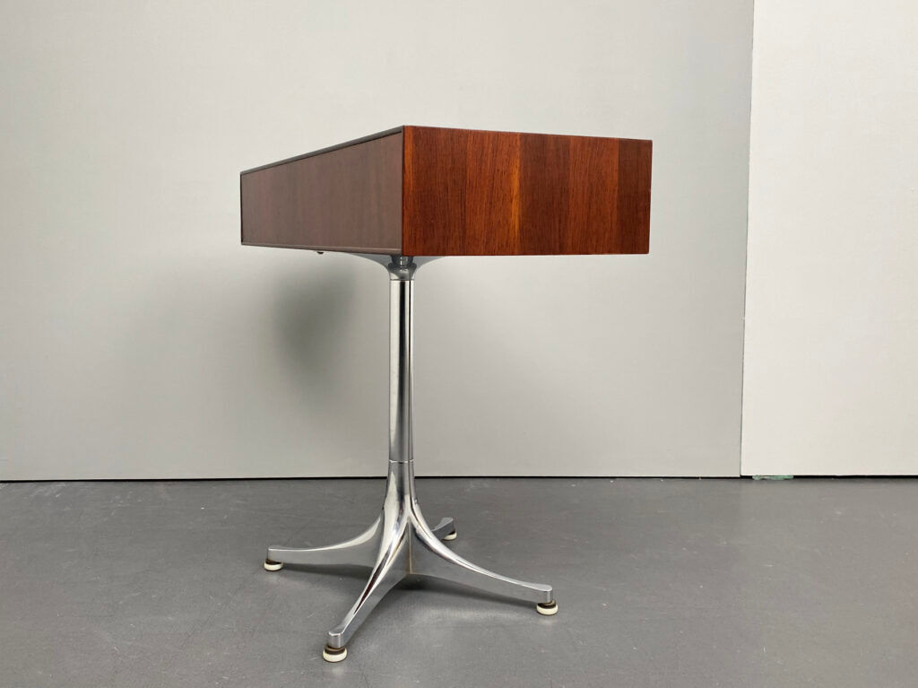 Rare small chest of drawers with 6 drawers, teak wood with chrome-plated base by George Nelson for Herman Miller, USA, 1950s
