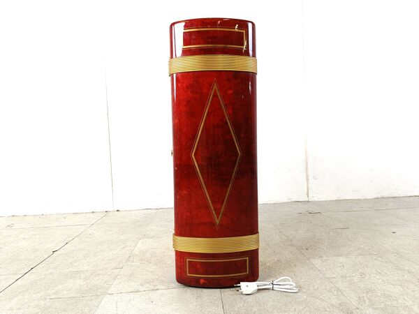 Meuble de Bar Sec en Forme de Livre en Peau de Chèvre par Aldo Tura, Italie, 1950s