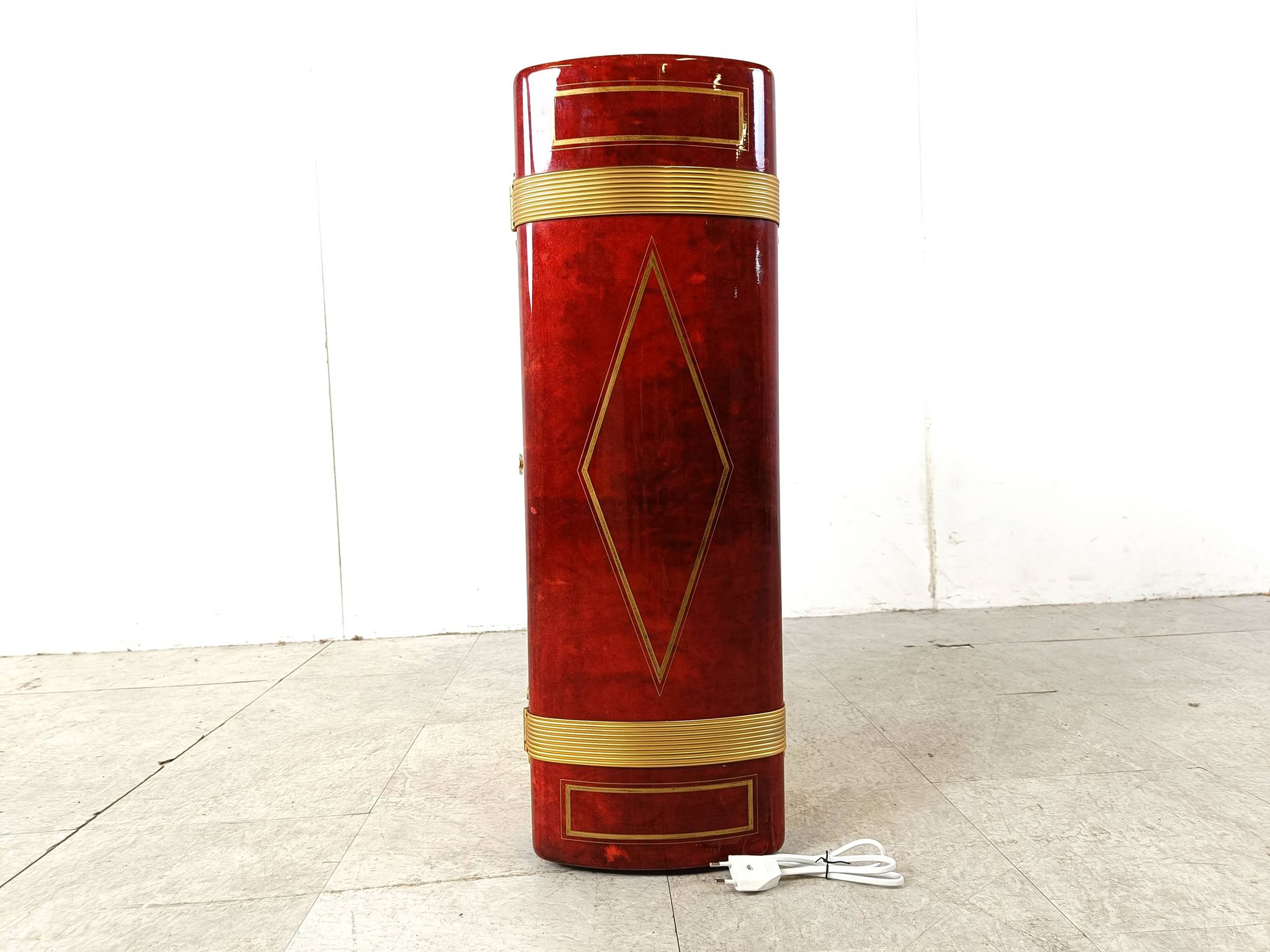 Italian Goatskin Book Shaped Dry Bar Cabinet by Aldo Tura, 1950s