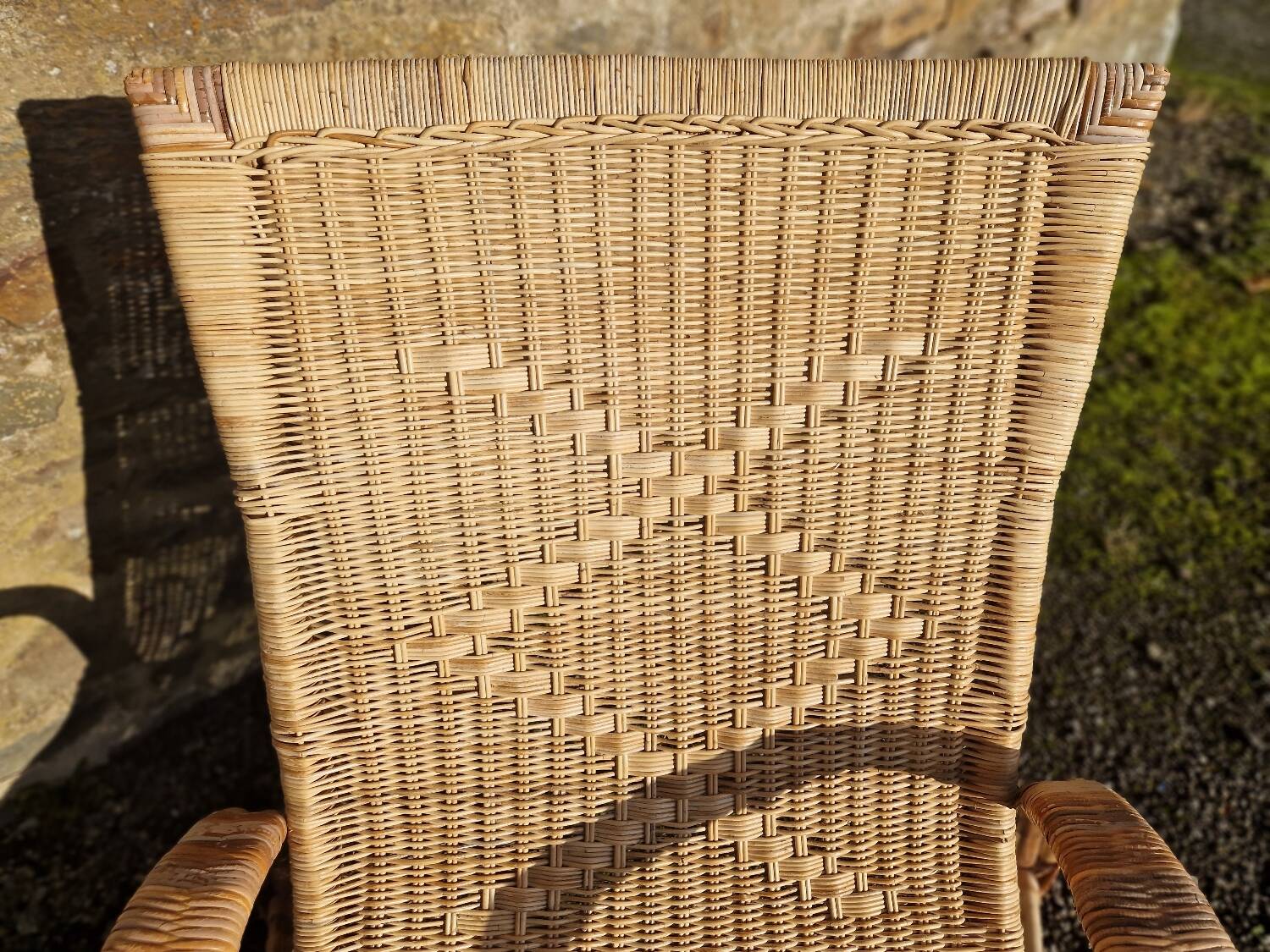 Wicker rattan deck chair from the 70s/80s