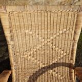 Chaise longue transat en osier rotin annèes 70/80