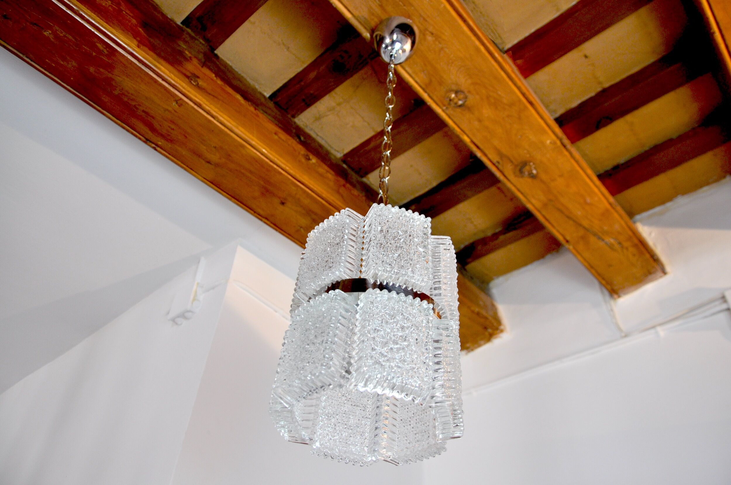 Chandelier by Kaiser Leuchten in frosted glass Germany 1960