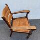Vintage armchair in straw and brutalist wood