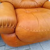 Canapé et fauteuils en cuir cognac par Sapporo pour Mobil, Italie