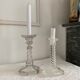 Duo of glass candlesticks