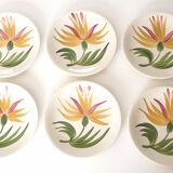 6 assiettes Longchamp decor fleur