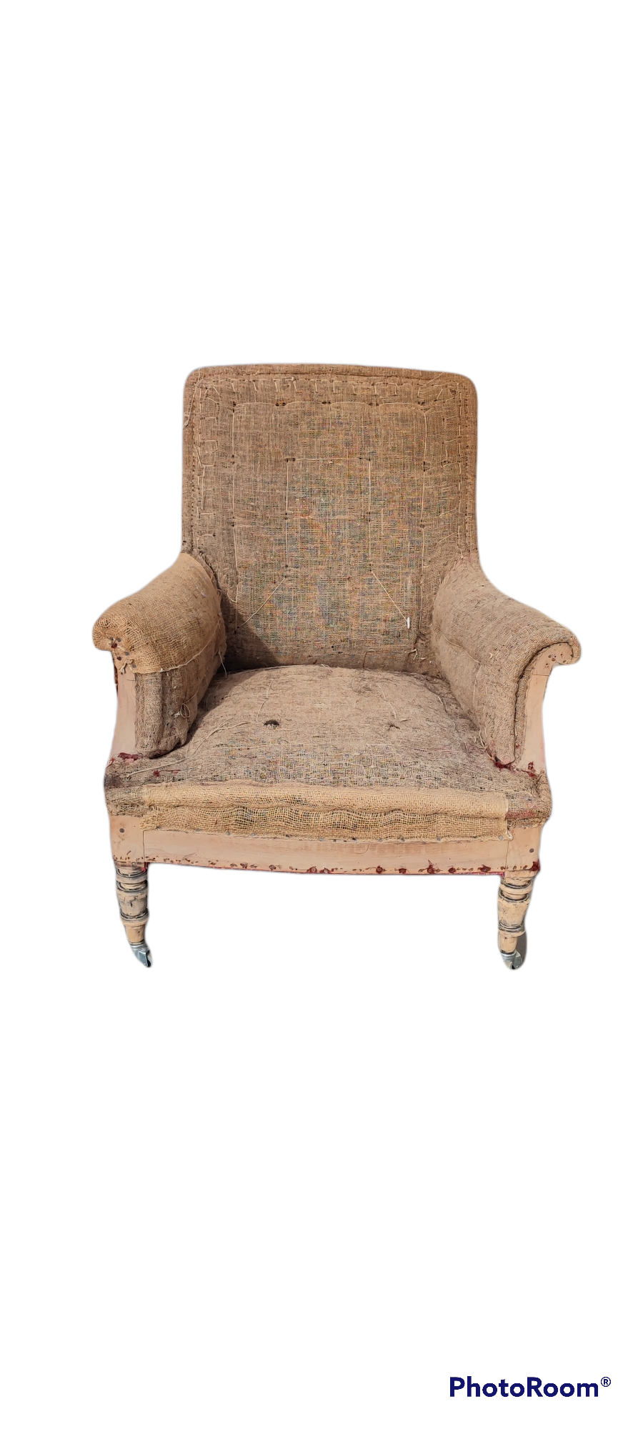 Napoleon III armchair with its 4 original castors - its footrest